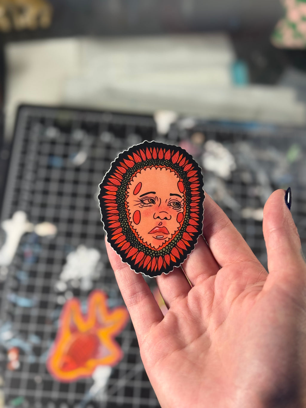 sad flower girl sticker