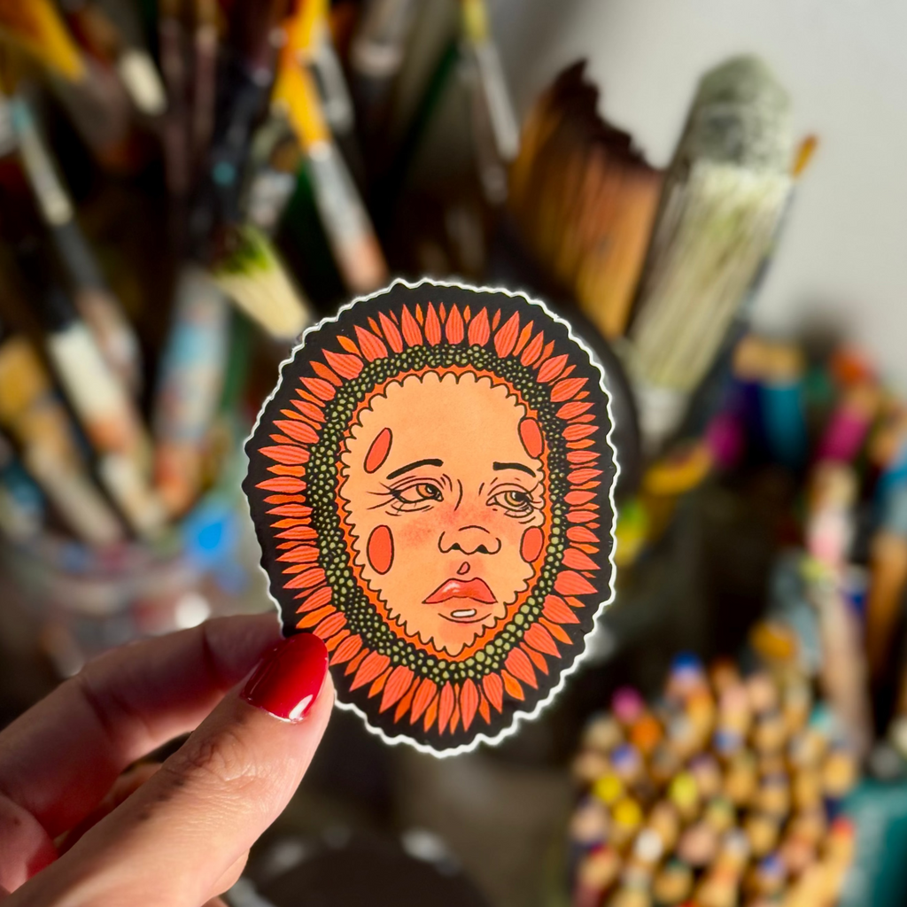 sad flower girl sticker