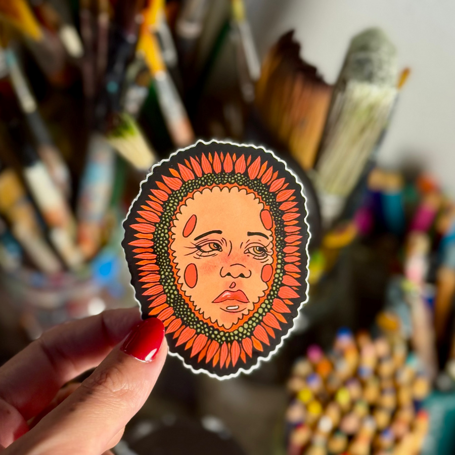 sad flower girl sticker